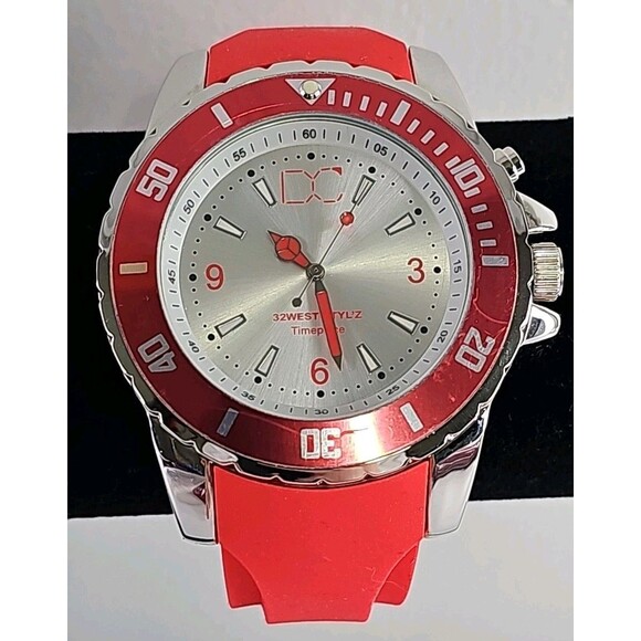 32West Styl'z Men's Watch RED Color Strap & Bezel New DC on dial = Dade County - Picture 2 of 12